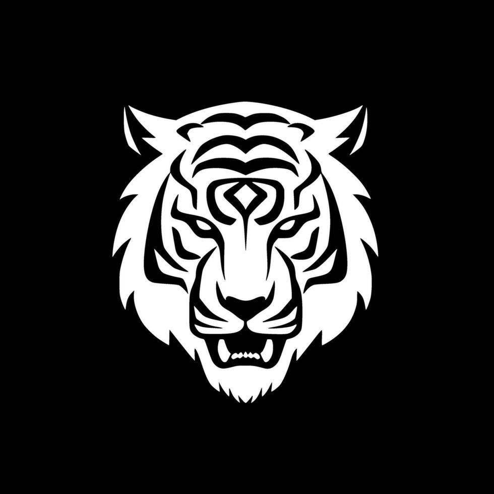 Tigre - negro y blanco aislado icono - vector ilustración