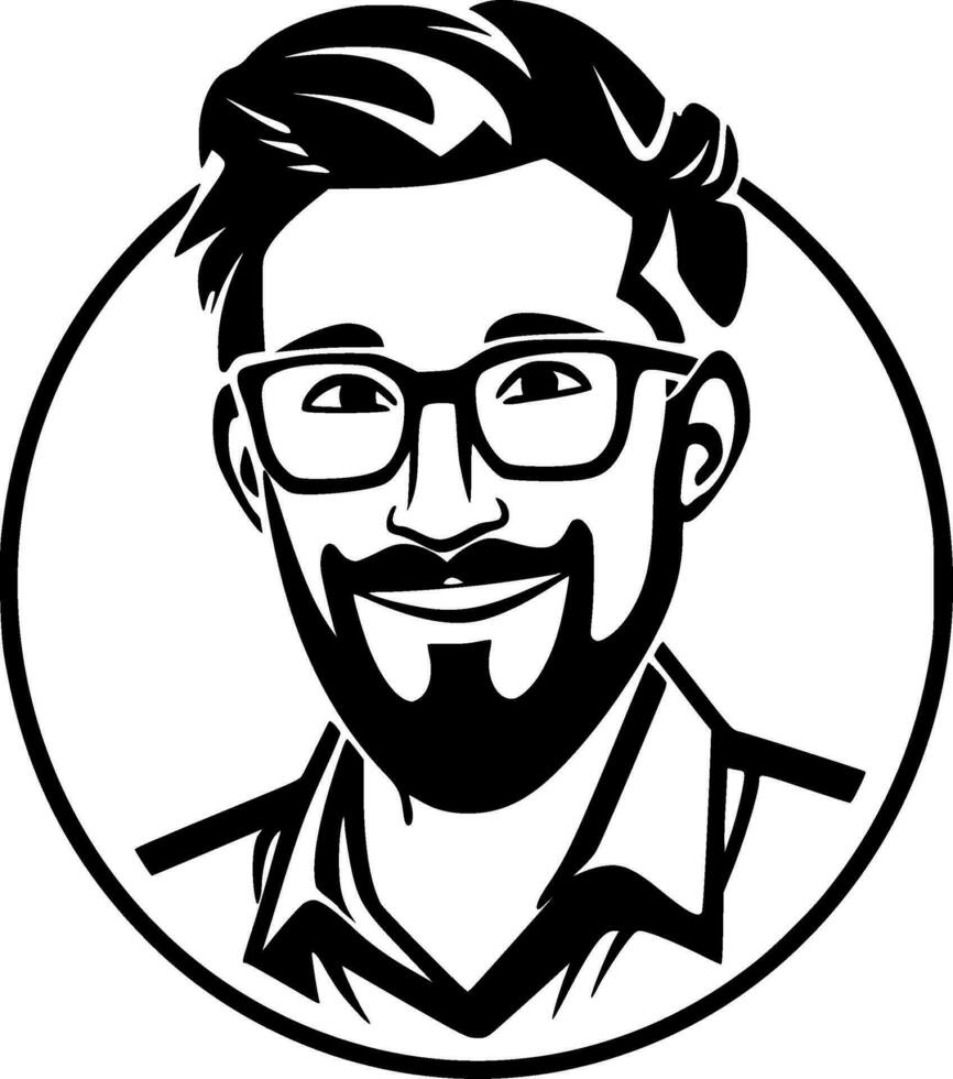 Teacher, Black and White Vector illustration