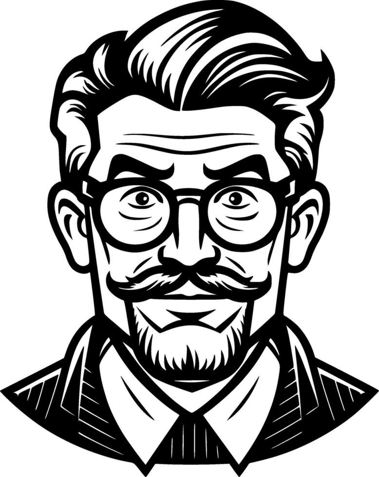 Teacher, Black and White Vector illustration