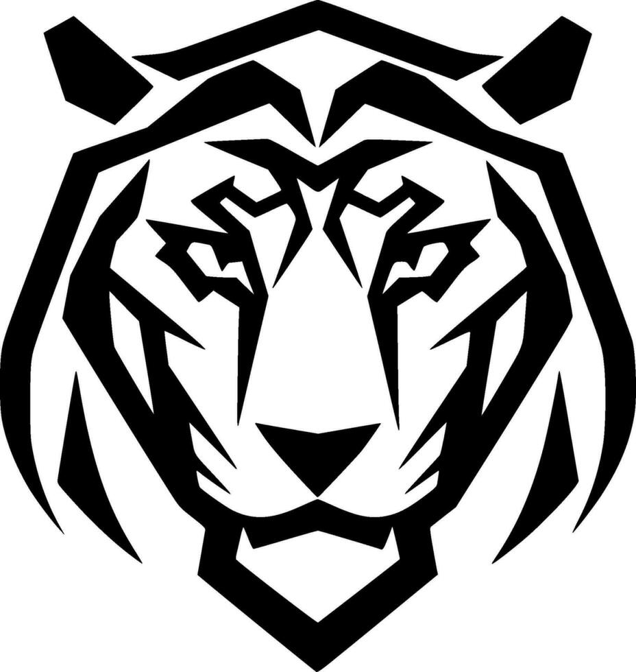 Tigre - negro y blanco aislado icono - vector ilustración