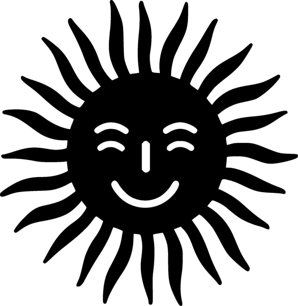 Sun, Black and White Vector illustration