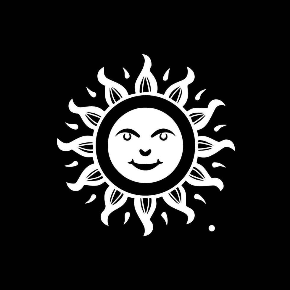 Sun, Black and White Vector illustration