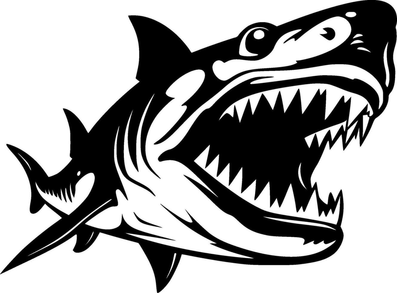 Shark, Black and White Vector illustration