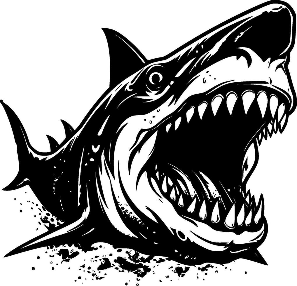 Shark - Black and White Isolated Icon - Vector illustration
