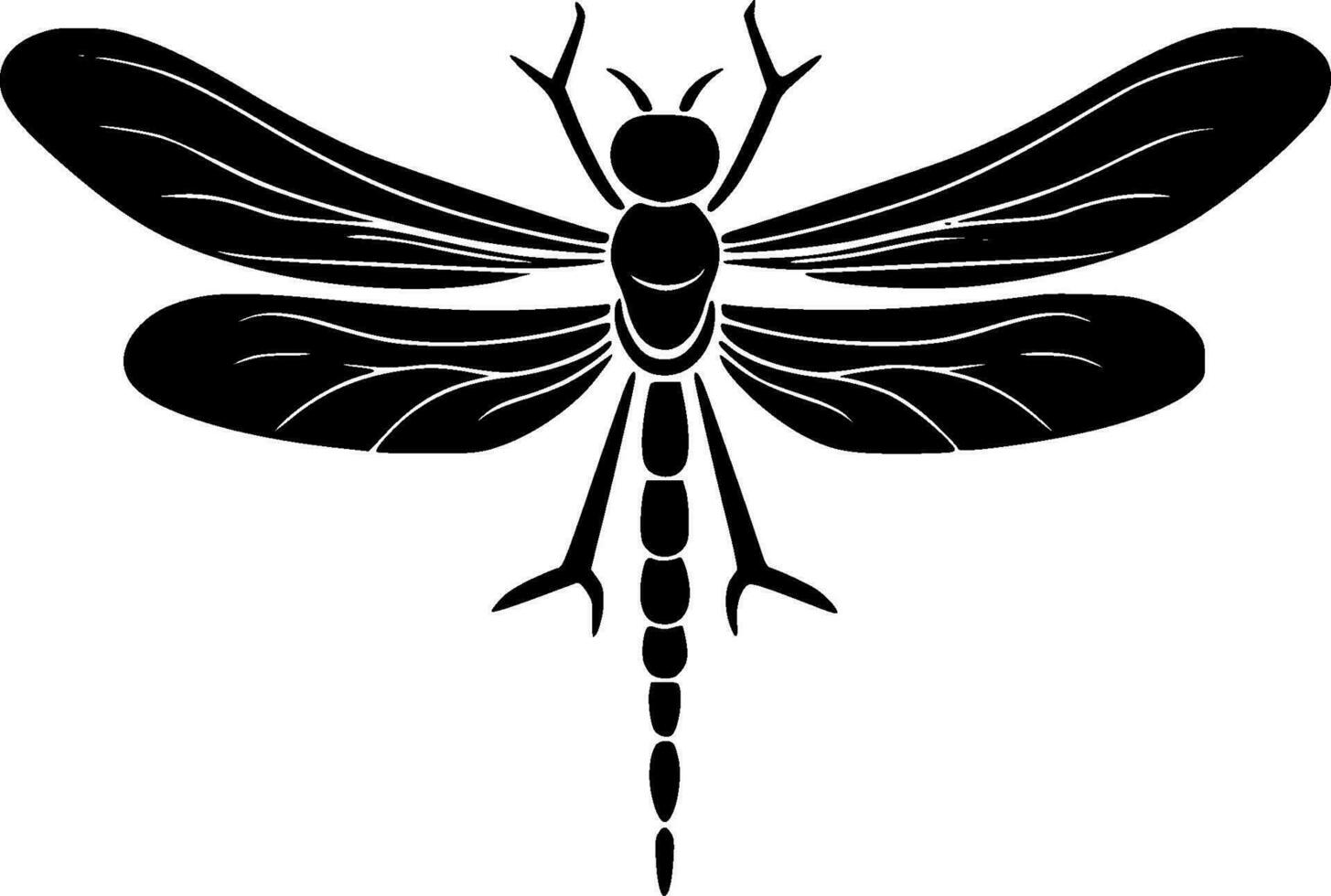 Dragonfly - Black and White Isolated Icon - Vector illustration