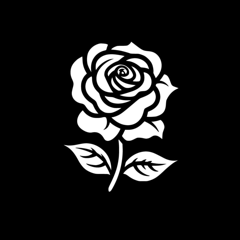 Rose - Black and White Isolated Icon - Vector illustration