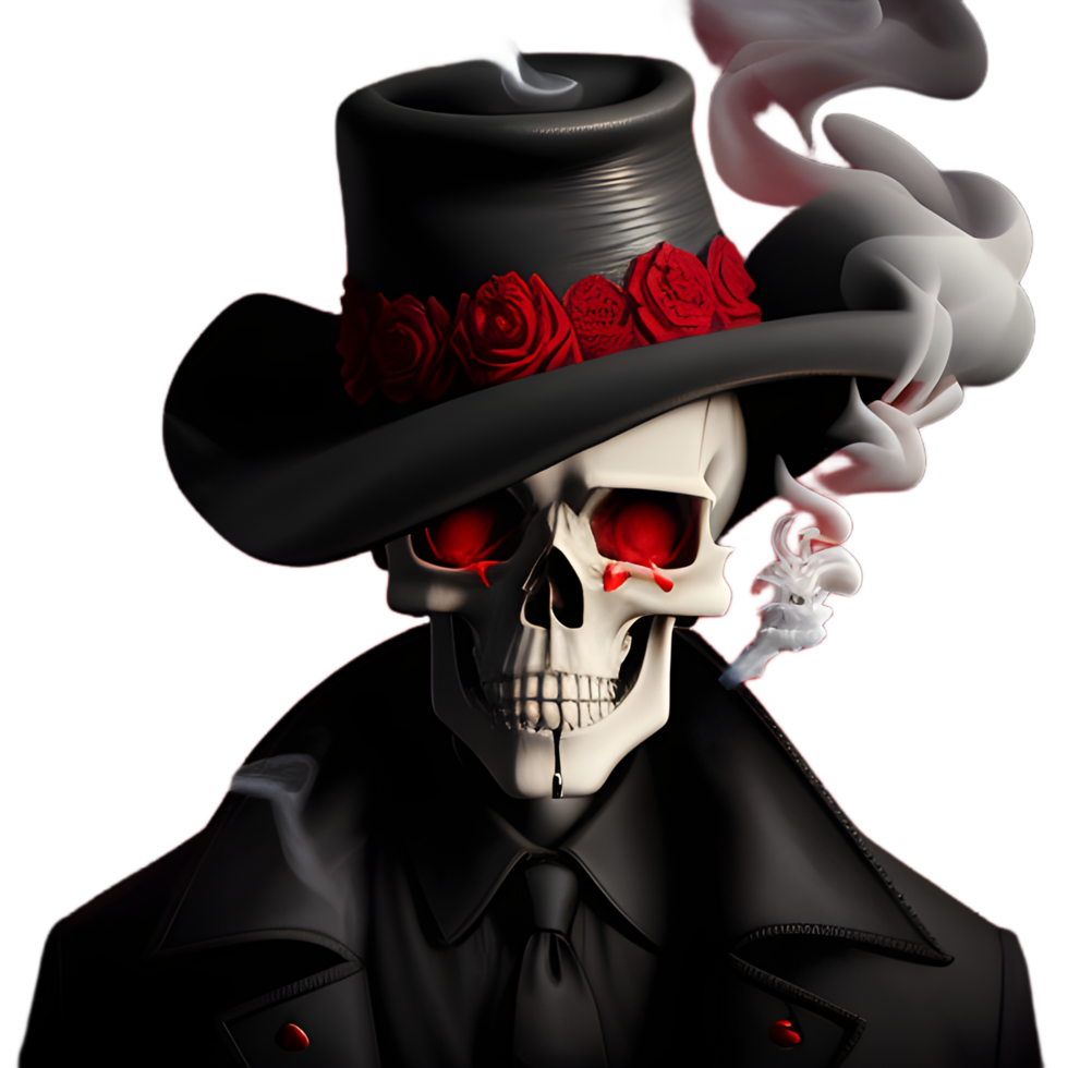 Cool skull on a transparent background ai generative png