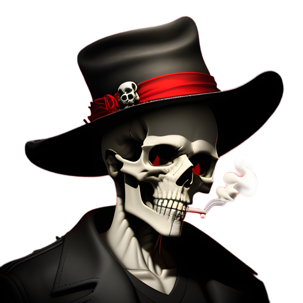 Cool skull on a transparent background ai generative png