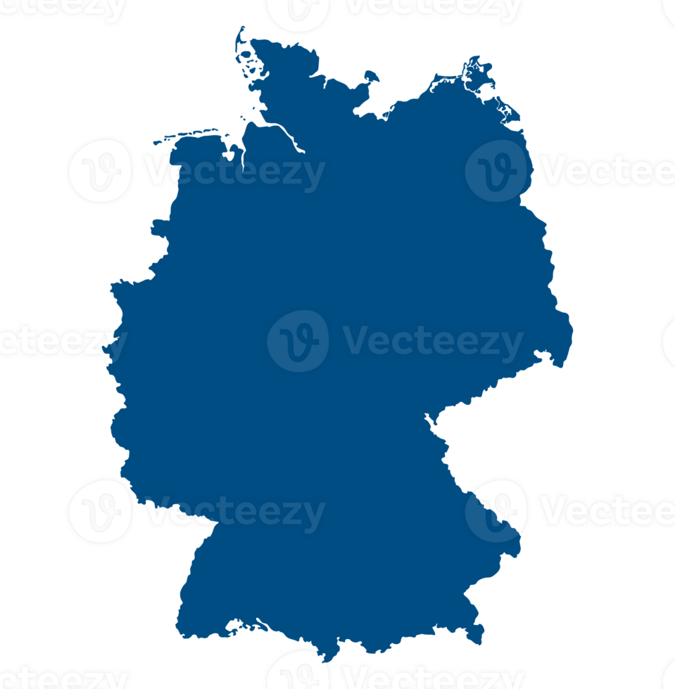 German map in outline blue color. Map of Germany png