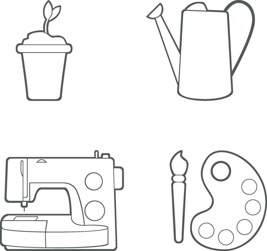Objects Icon for Daily hobbies. Cute simple casual icons for hobby and daily activities vector