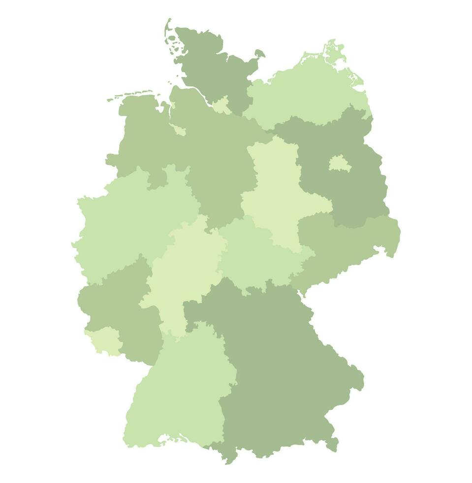 alemán mapa administración región en contorno verde color. mapa de Alemania vector