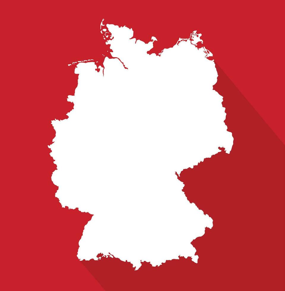 Germany map in red color with shadow vector