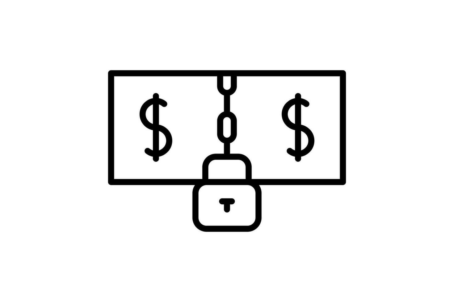 dólar cuentas con cadena y bloquear icono. icono relacionado a crédito y préstamo. adecuado para web sitio diseño, aplicación, usuario interfaces, imprimible etc. línea icono estilo. sencillo vector diseño editable