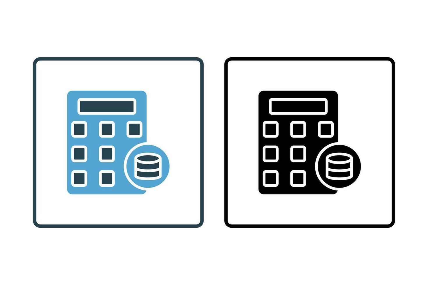 Calculator and Money Icon. Icon related to Credit and Loan. suitable for web site design, app, user interfaces, printable etc. Solid icon style. Simple vector design editable