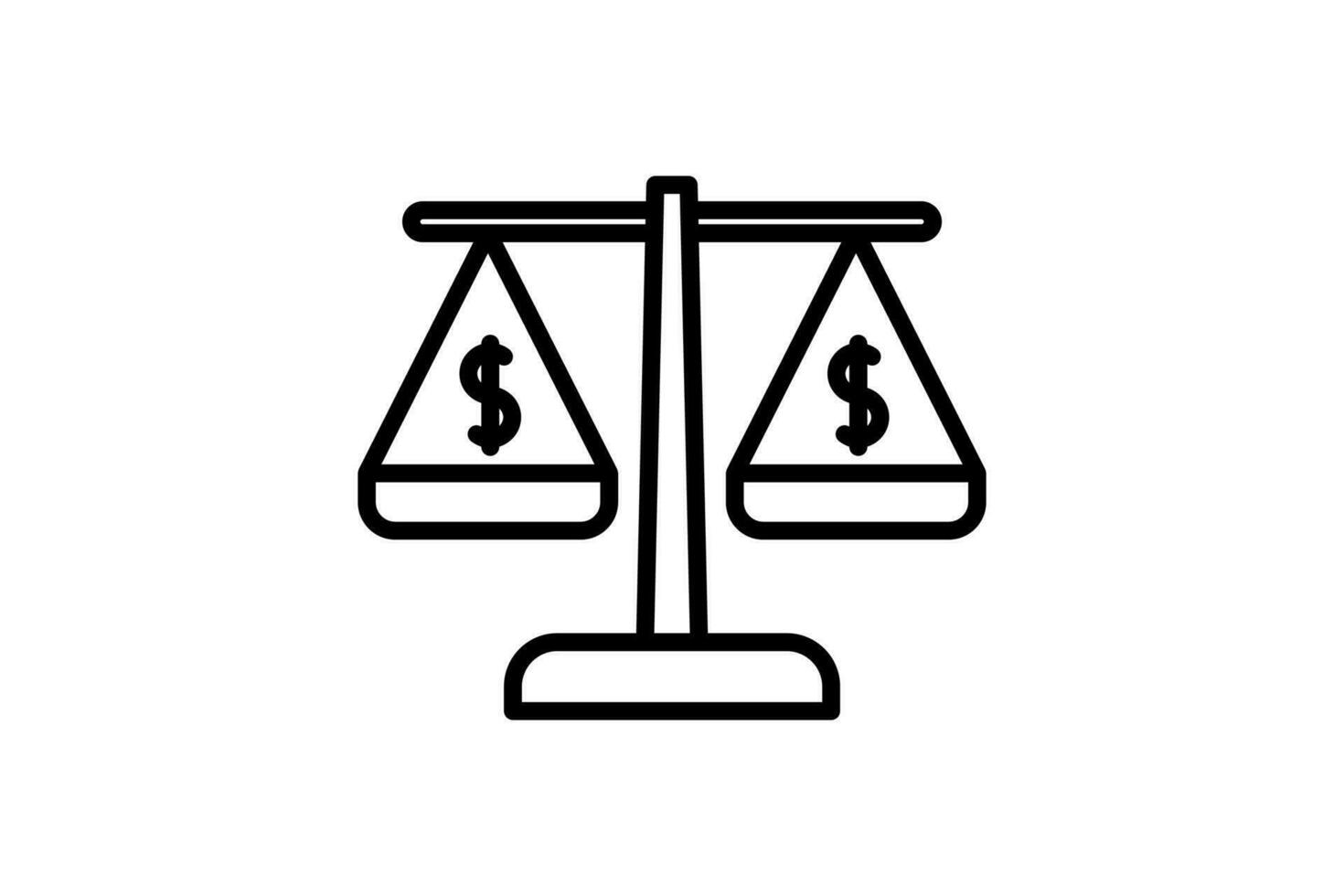 Scales  Money Icon. Icon related to Credit and Loan. suitable for web site design, app, user interfaces, printable etc. Line icon style. Simple vector design editable