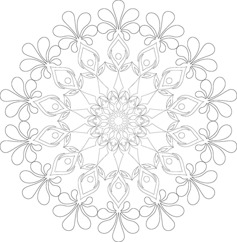 Unique complex adult mandala coloring book page design vector