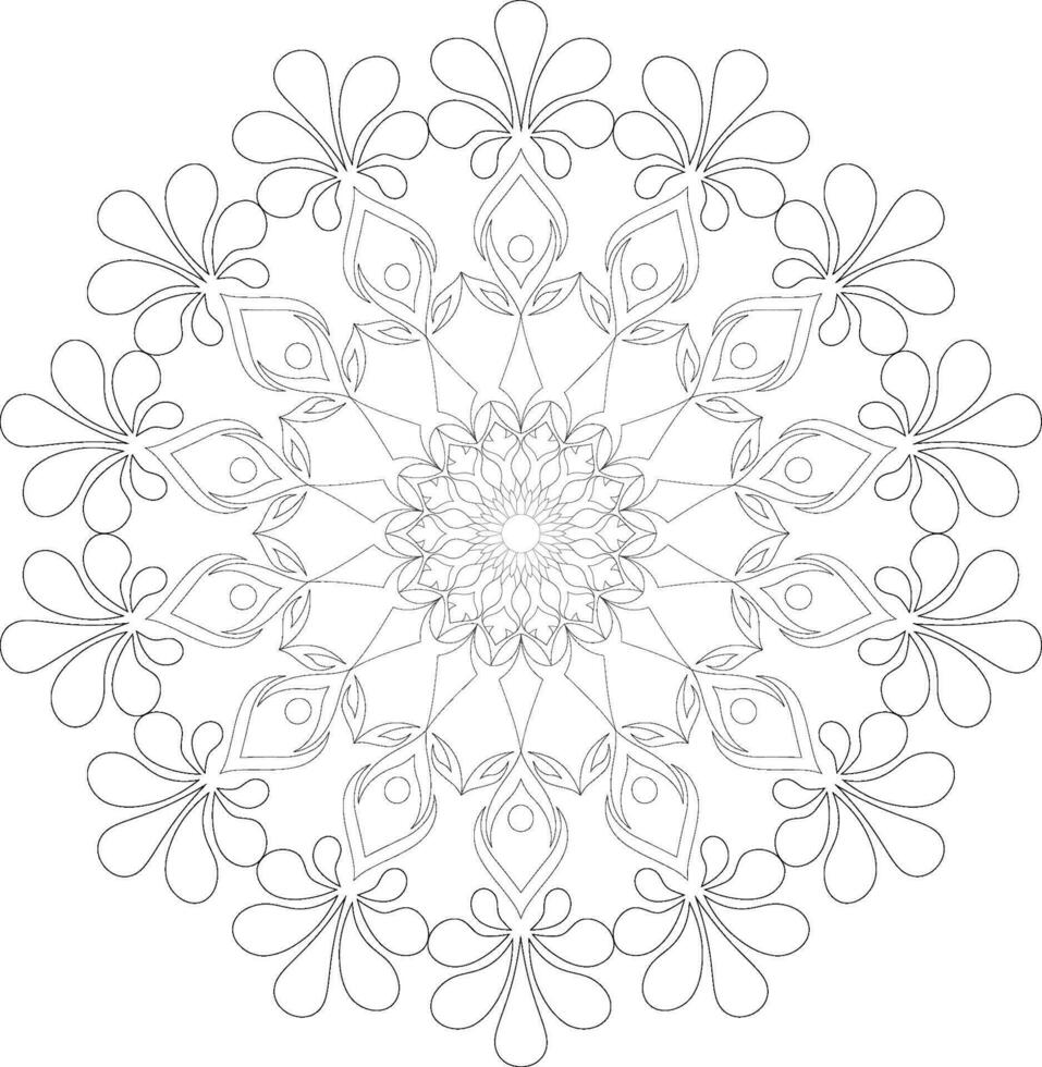 Unique complex adult mandala coloring book page design vector