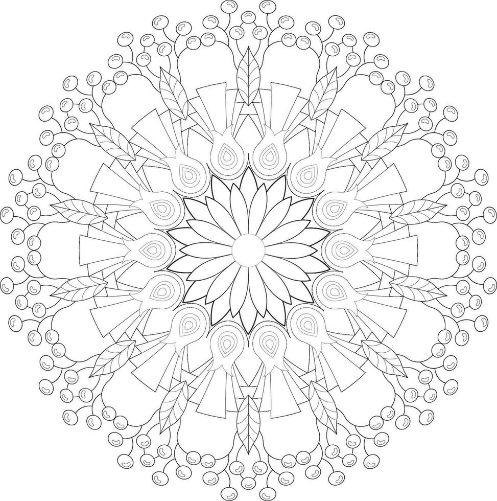 Unique complex adult mandala coloring book page design vector