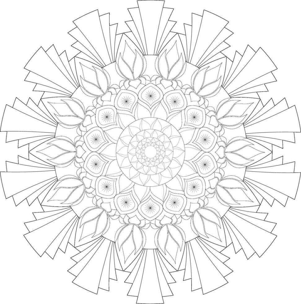 Unique complex adult mandala coloring book page design vector