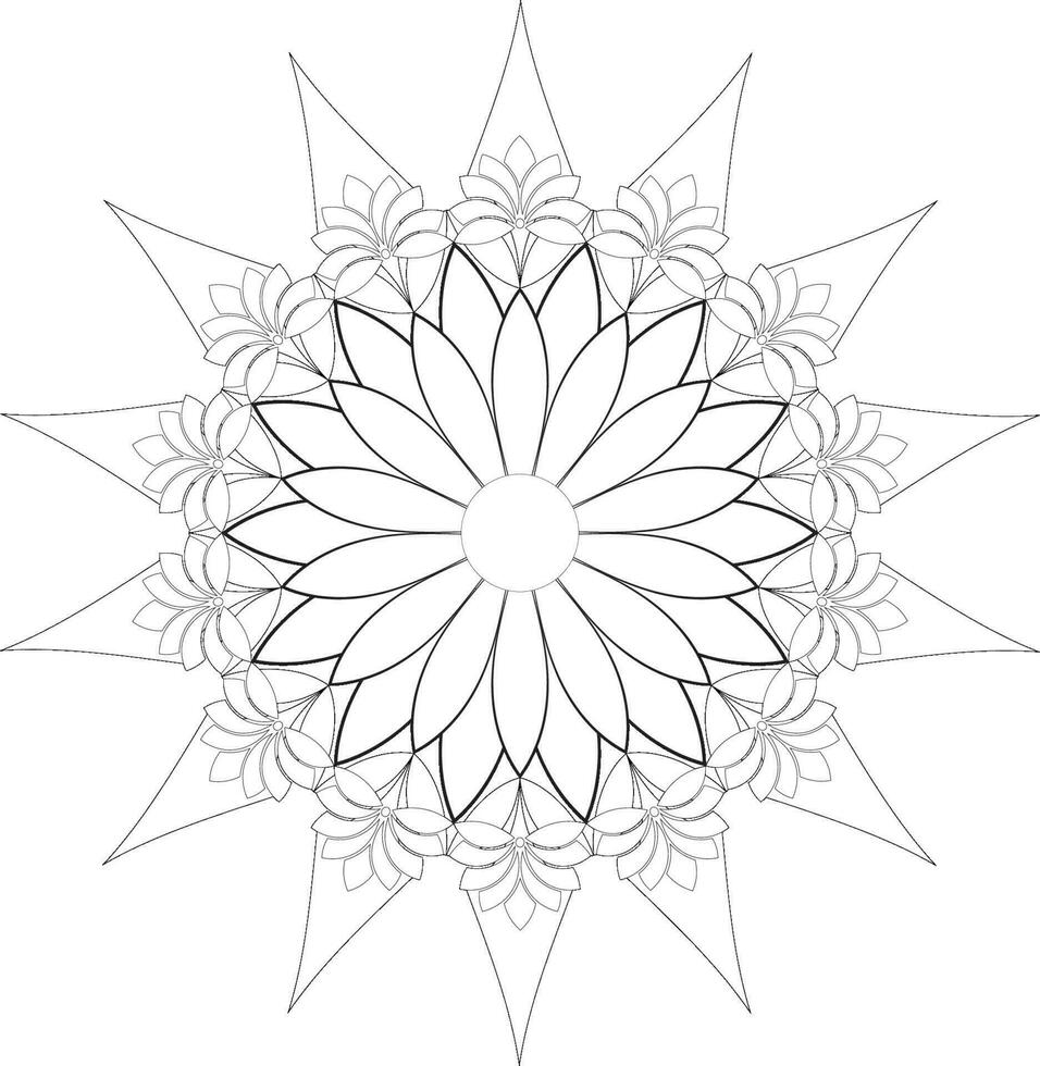 Unique complex adult mandala coloring book page design vector