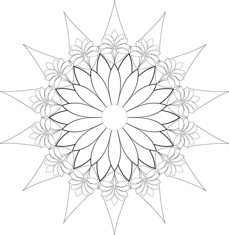 Unique complex adult mandala coloring book page design vector