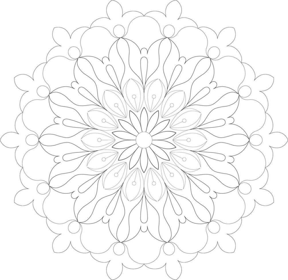 Unique complex adult mandala coloring book page design vector