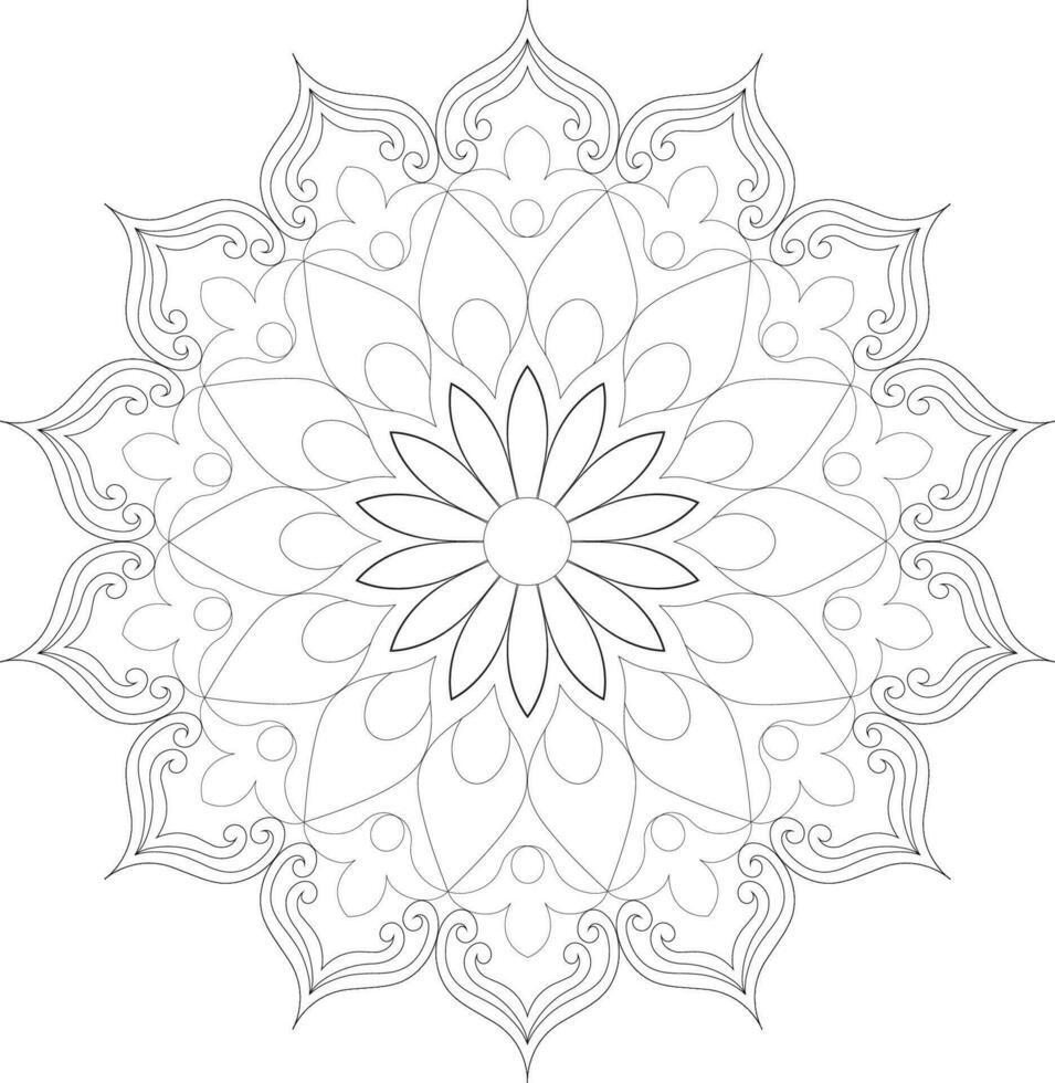 Unique complex adult mandala coloring book page design vector