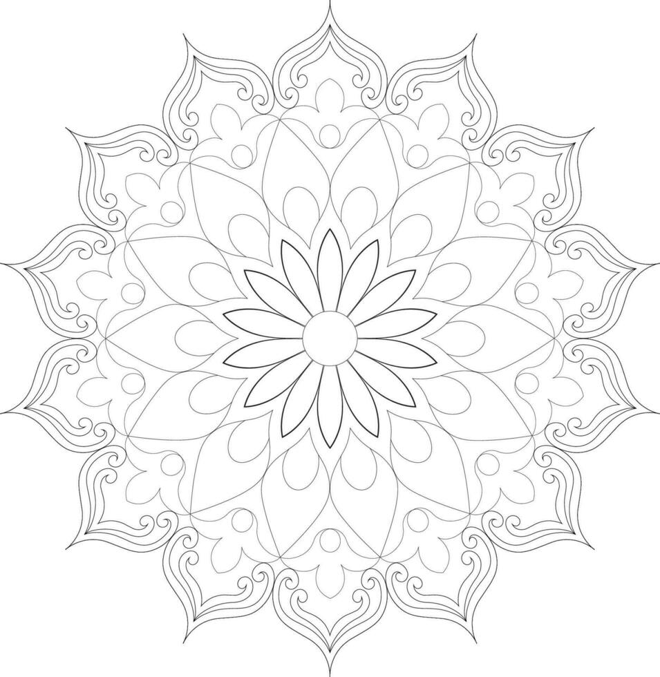 Unique complex adult mandala coloring book page design vector