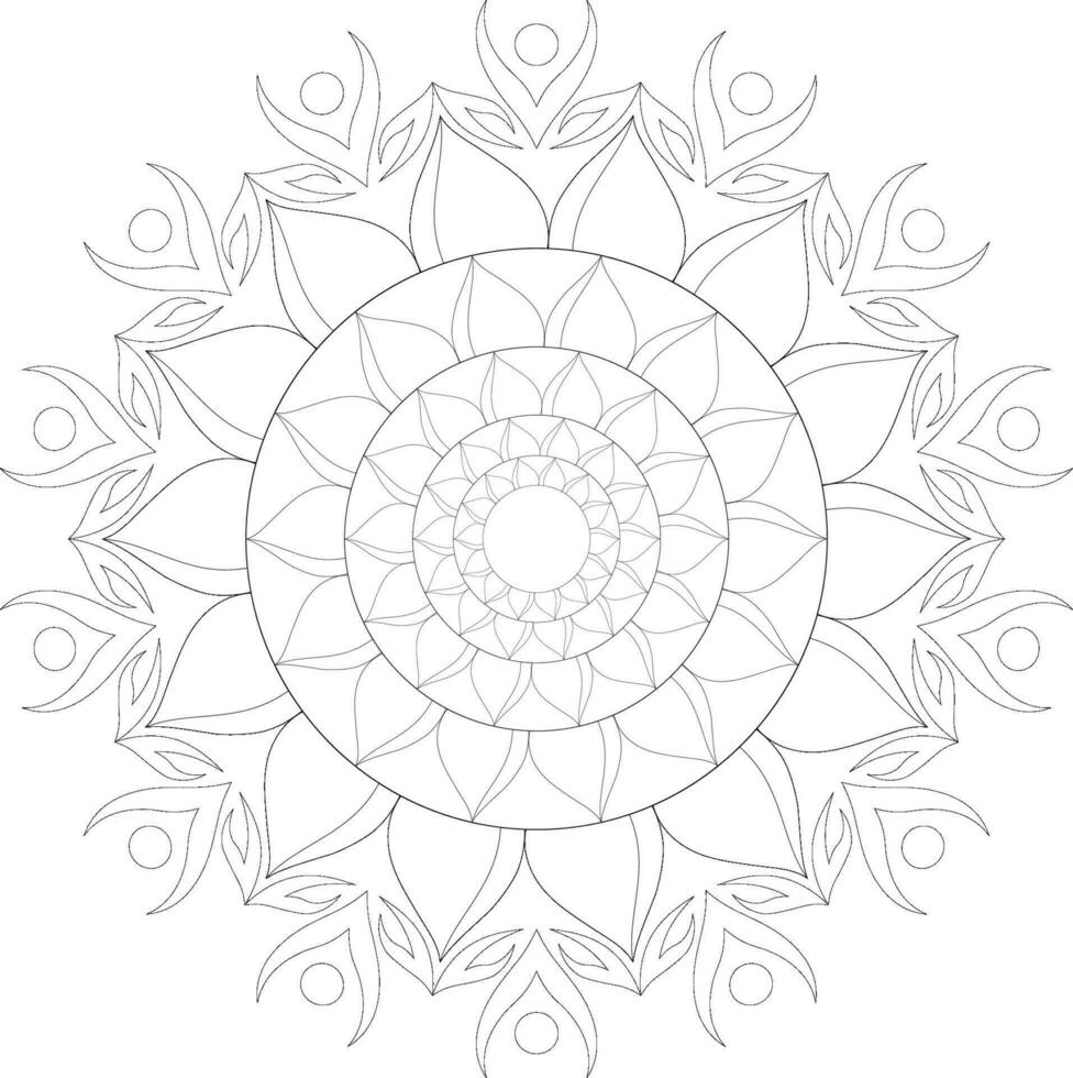 Unique complex adult mandala coloring book page design vector