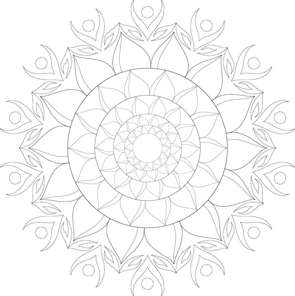 Unique complex adult mandala coloring book page design vector