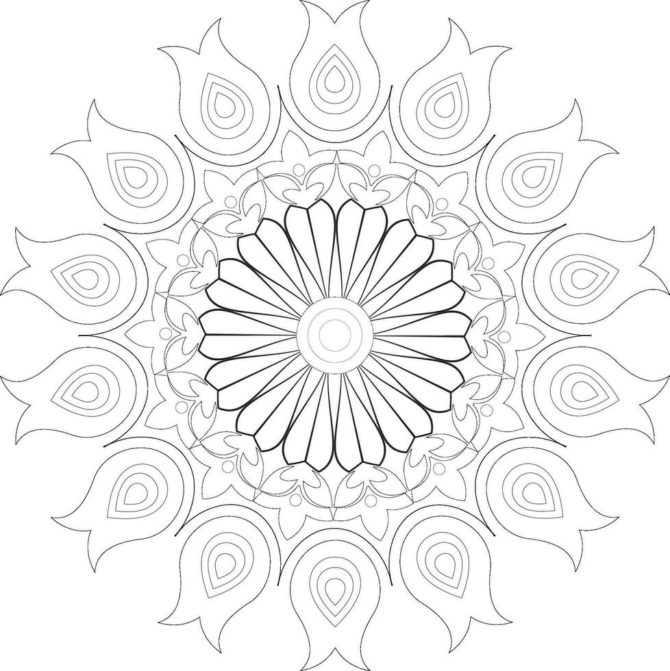 Unique complex adult mandala coloring book page design vector