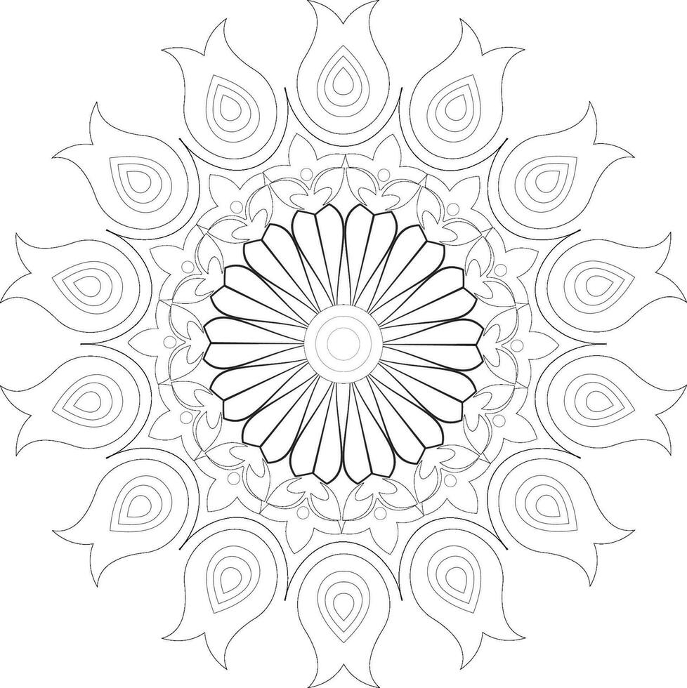 Unique complex adult mandala coloring book page design vector