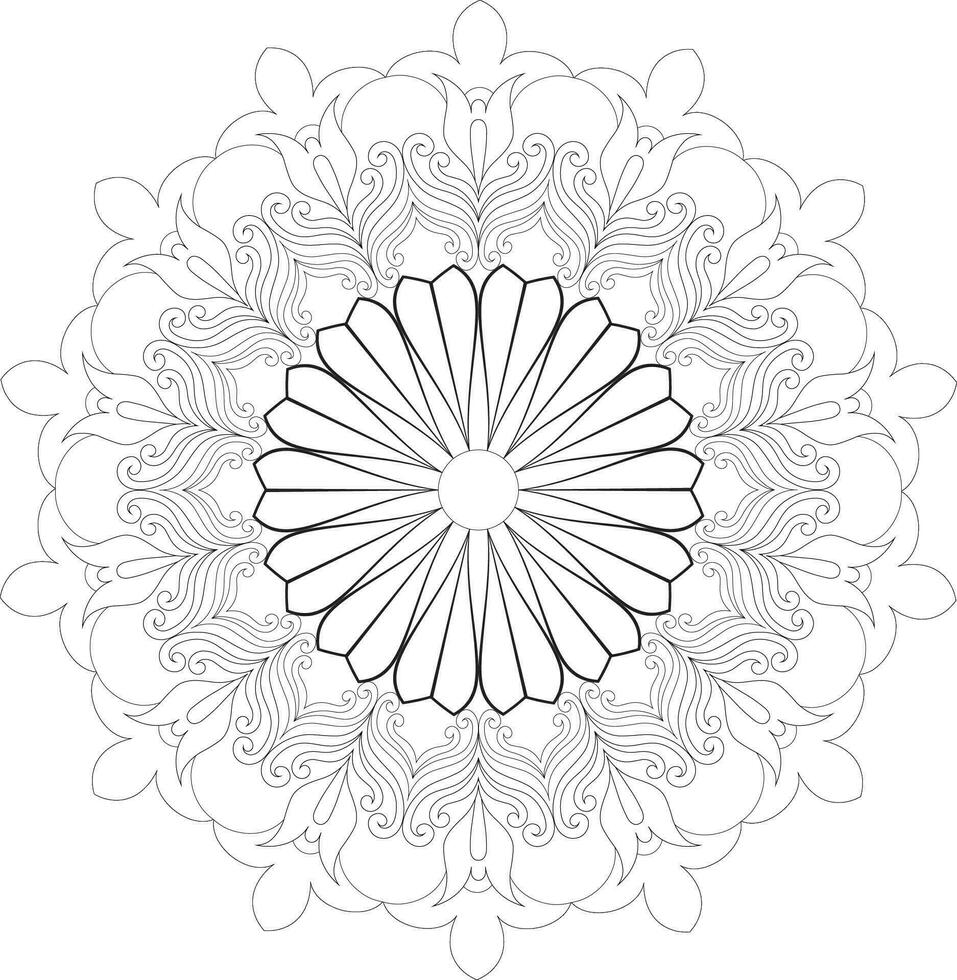 Unique complex adult mandala coloring book page design vector