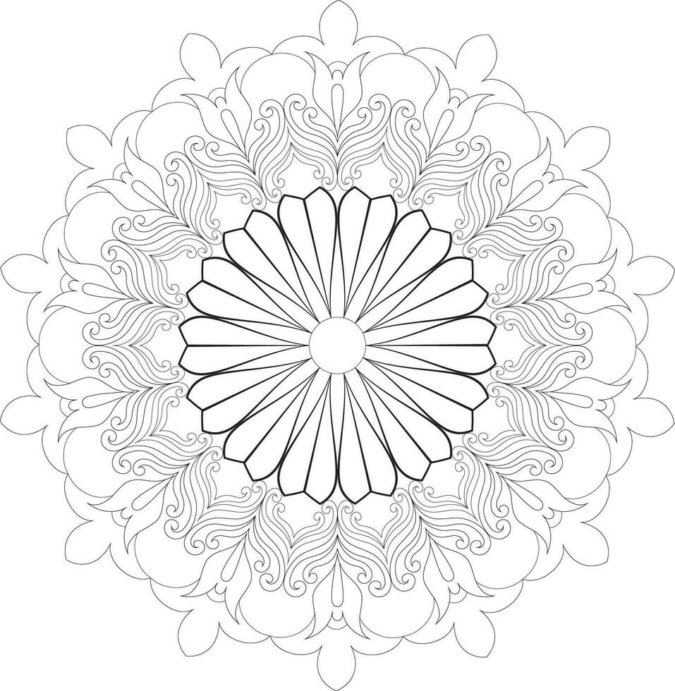 Unique complex adult mandala coloring book page design vector