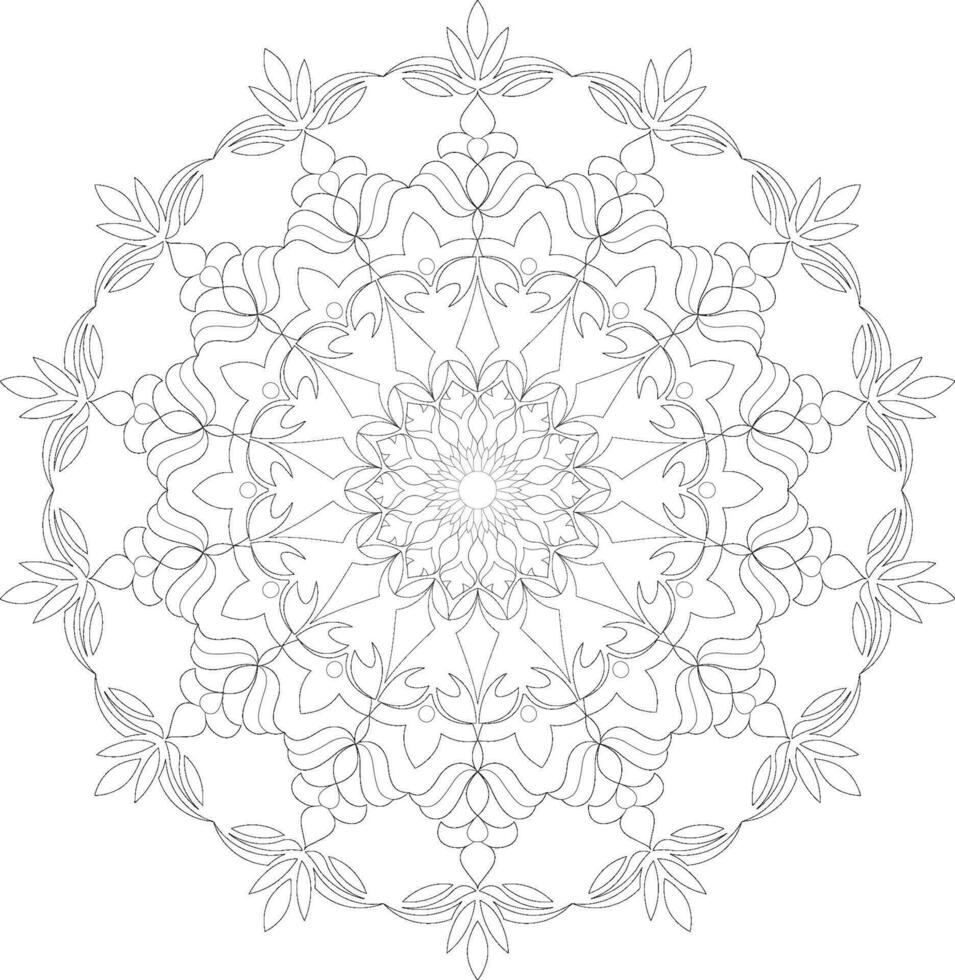 Unique complex adult mandala coloring book page design vector