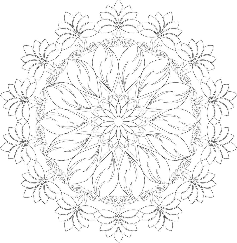 Unique complex adult mandala coloring book page design vector