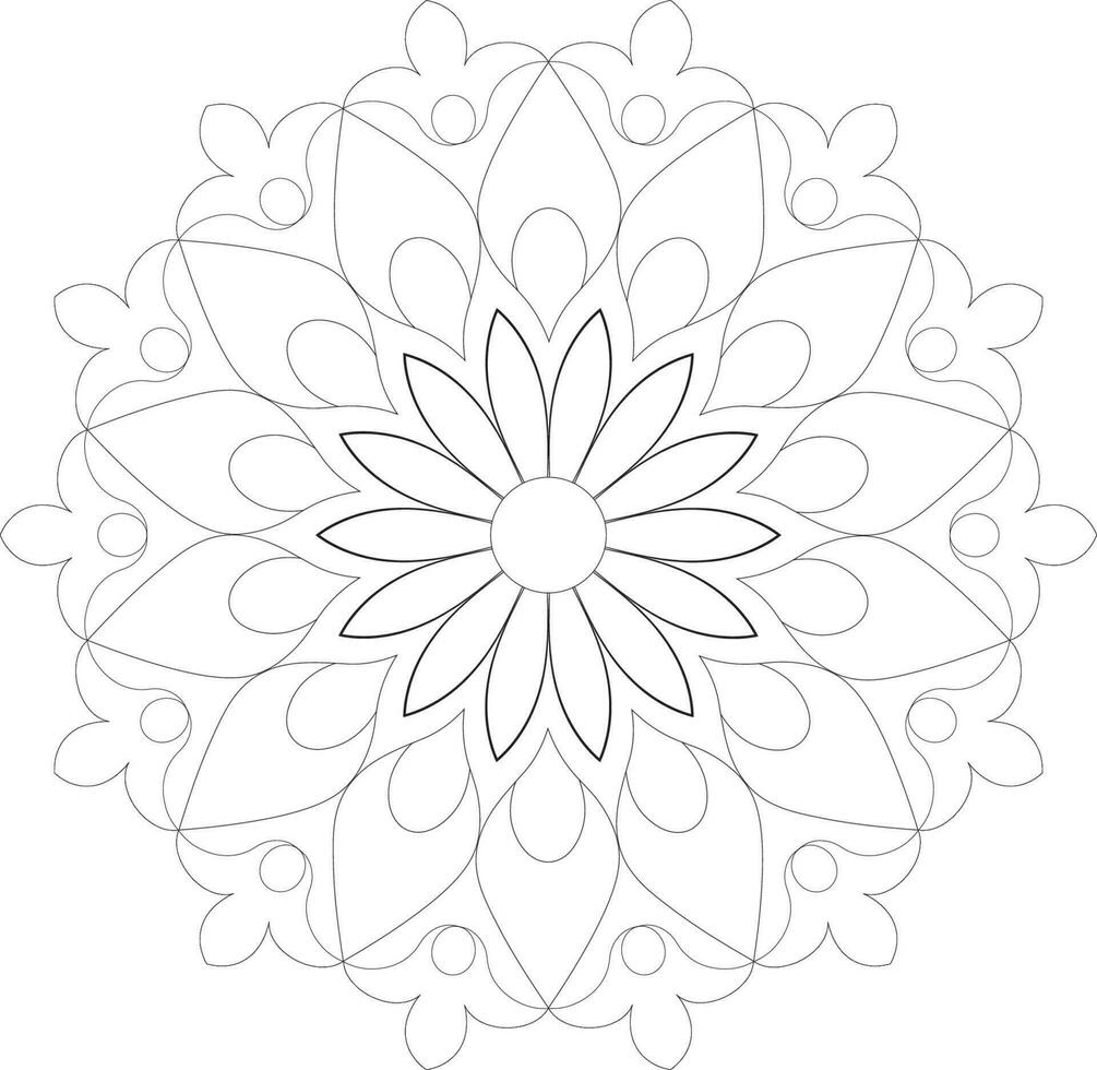 Unique complex adult mandala coloring book page design vector