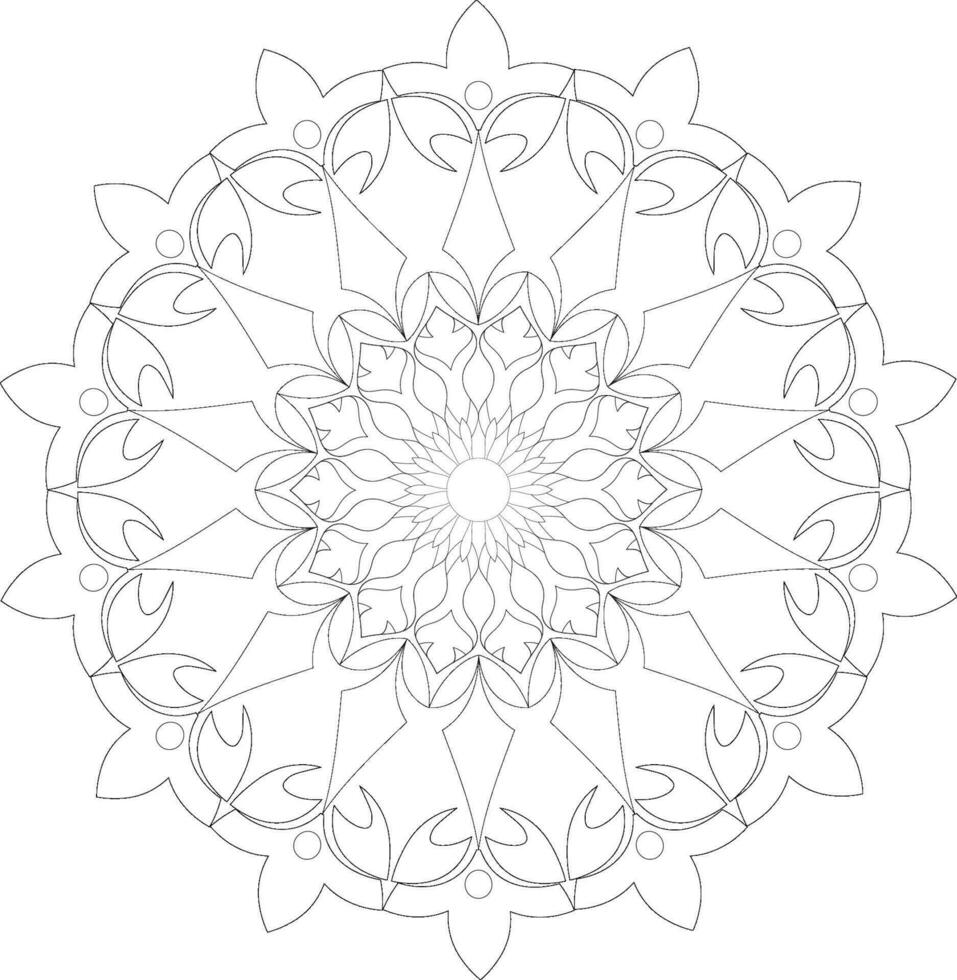 Unique complex adult mandala coloring book page design vector