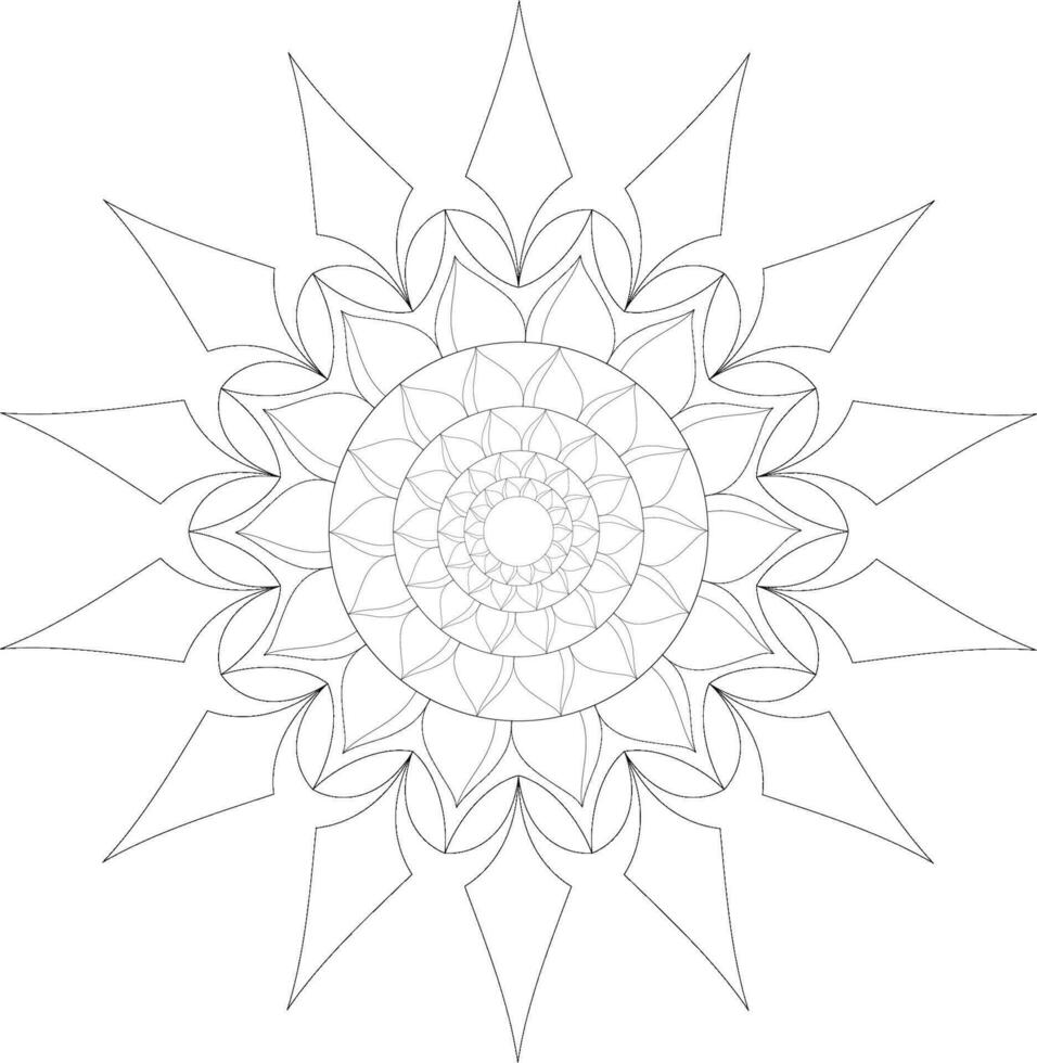 Unique complex adult mandala coloring book page design vector