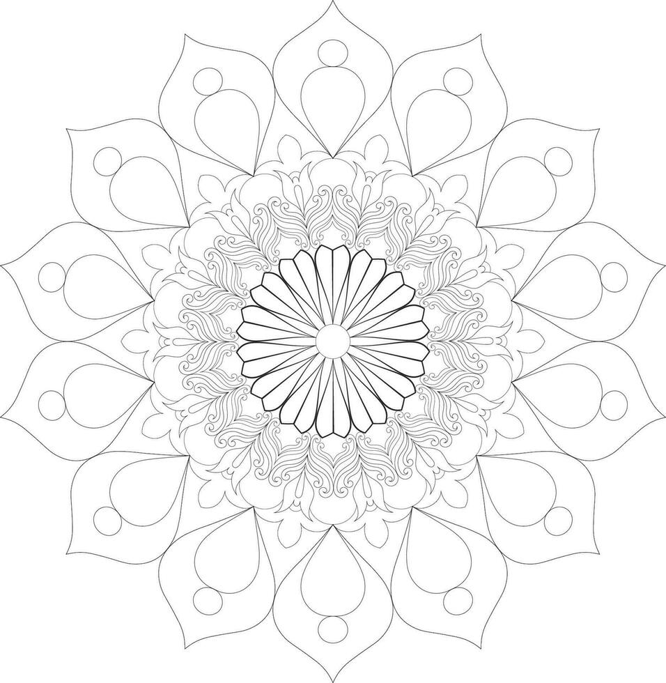 Unique complex adult mandala coloring book page design vector
