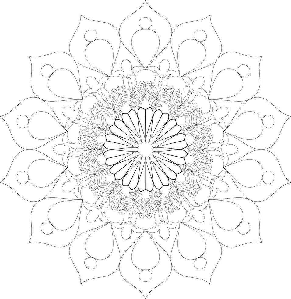 Unique complex adult mandala coloring book page design vector