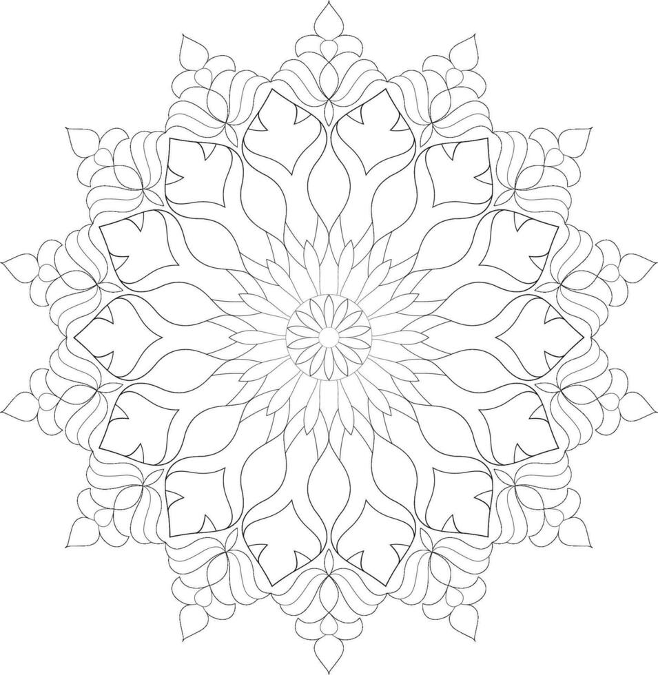 Unique complex adult mandala coloring book page design vector