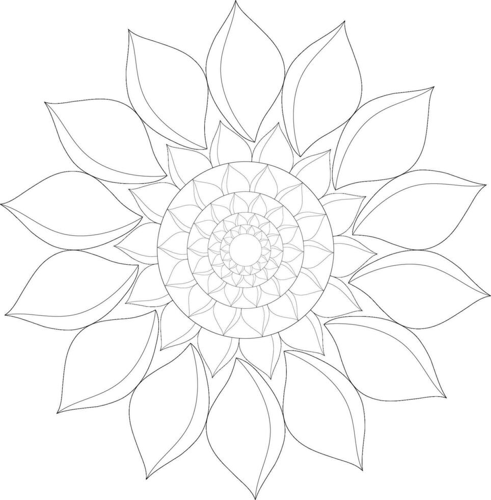 Unique complex adult mandala coloring book page design vector