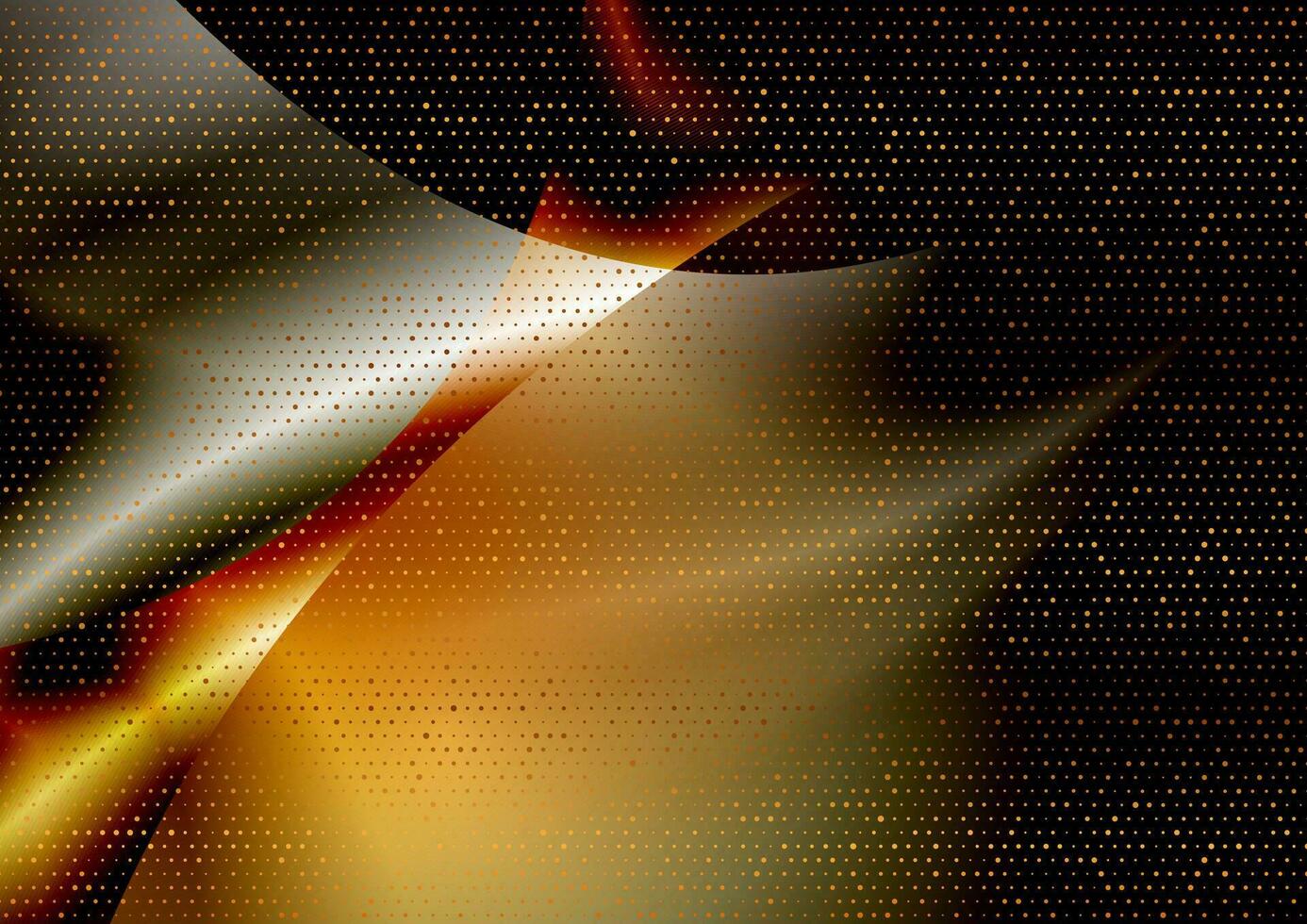 Dark blurred waves and small golden dots abstract background vector