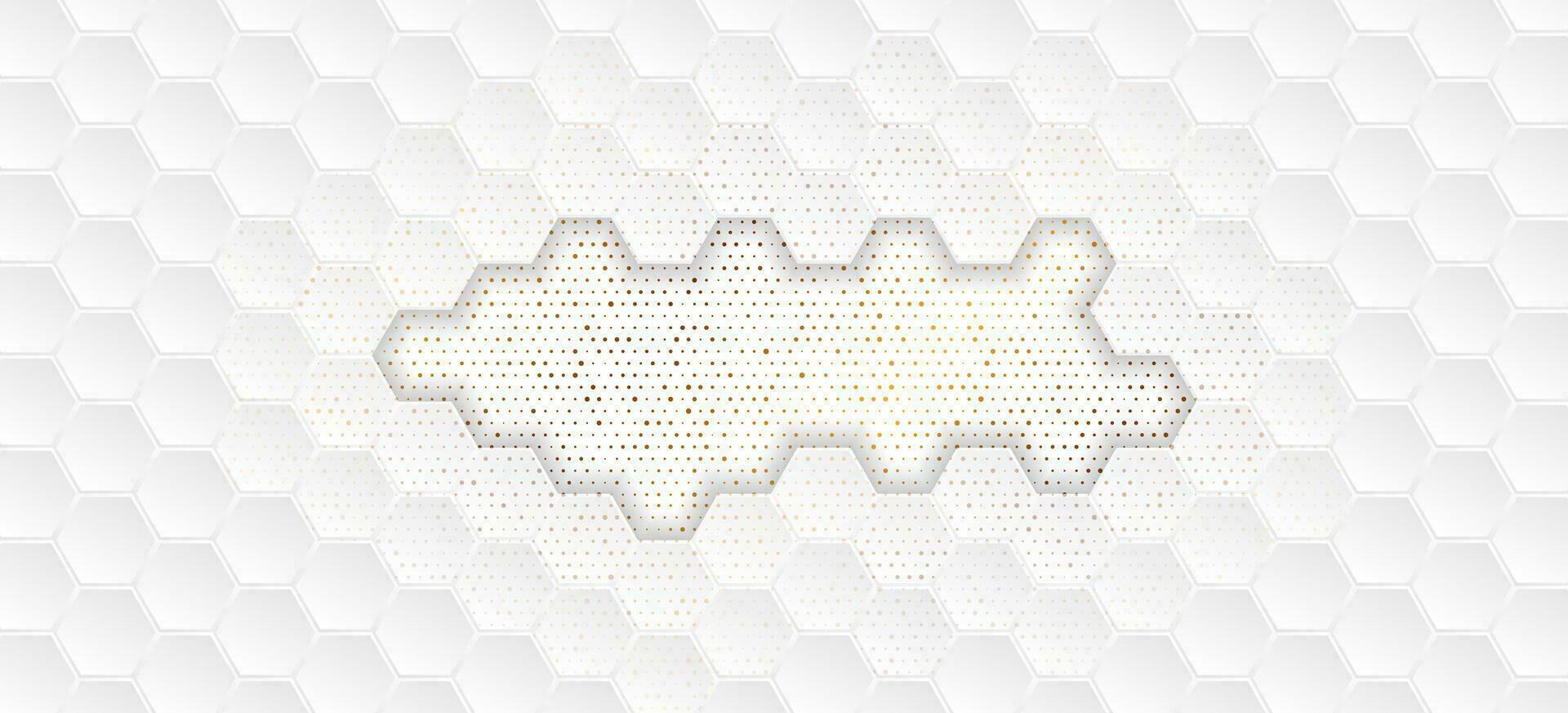 White geometric hexagons abstract technology background vector