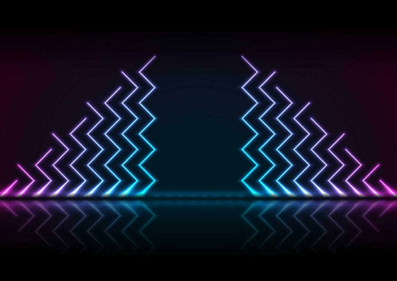 Neon zig zag lines technology abstract background vector