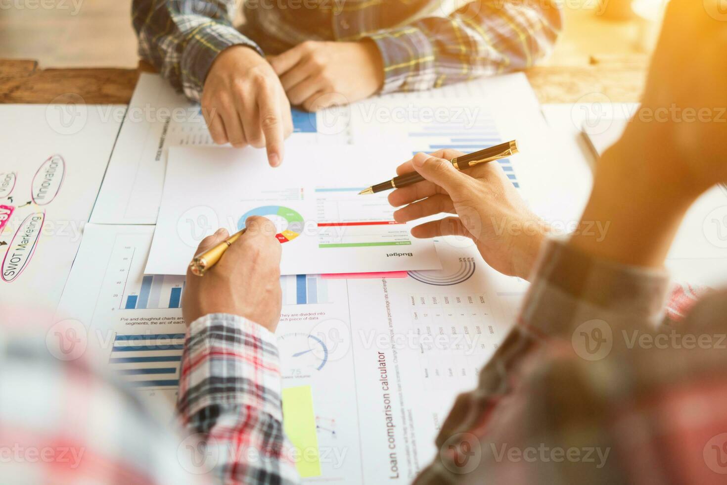 Businessmen team in conference room are introducing and consulting each other to make good business profits. concept of mentoring and consulting between investor to exchange knowledge. photo