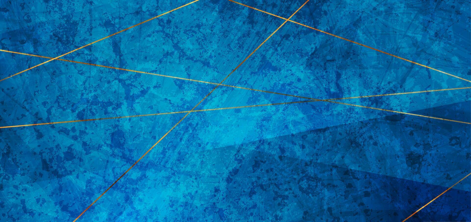 Blue grunge corporate abstract background with golden lines vector