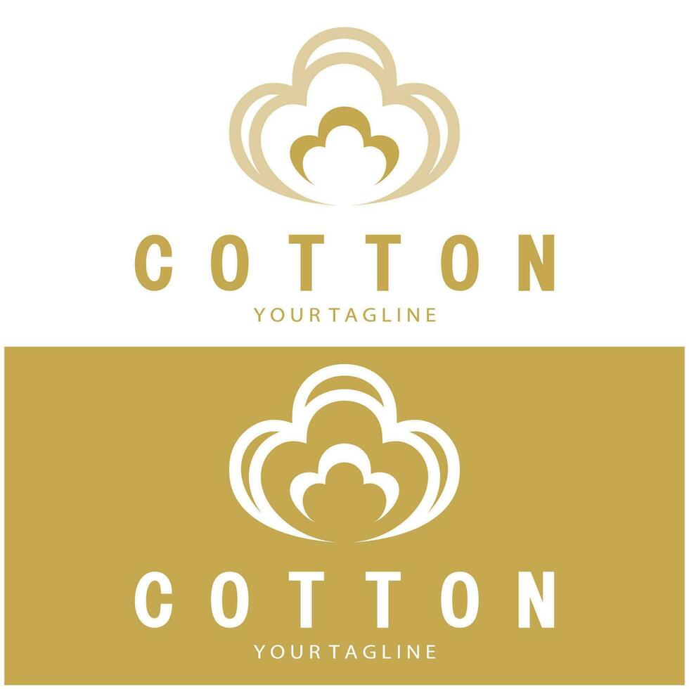 Soft natural organic cotton flower plant logo for cotton plantations, industries,business,textile,clothing and beauty,vector vector