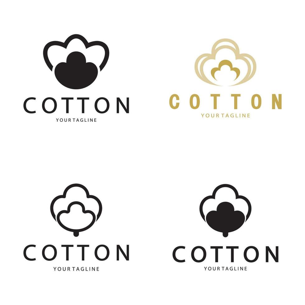 Soft natural organic cotton flower plant logo for cotton plantations, industries,business,textile,clothing and beauty,vector vector